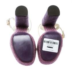 Pre Owned Saint Laurent Paris Off White Suede Gipsy Ankle Strap Platform Sandals Size 37