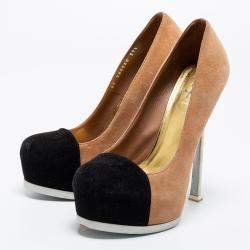 Saint Laurent Paris Tow Tone Suede Tribtoo Platform Pumps Size 37.5