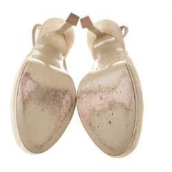 Saint Laurent Paris Cream Suede Slingback Platform Sandals Size 35