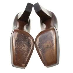 Saint Laurent Paris Brown Leather Platform Pumps Size 37.5