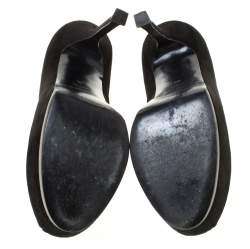 مملوكة مسبقًا حذاء كعب عالي سان لوران باريس تريبتو سويدي أسود نعل سميك مقاس 40