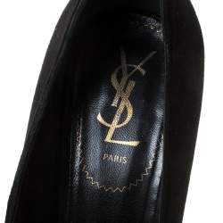 مملوكة مسبقًا حذاء كعب عالي سان لوران باريس تريبتو سويدي أسود نعل سميك مقاس 40