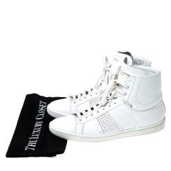 Pre Owned حذاء رياضي سان لوران جلد أبيض برباط مقاس 38