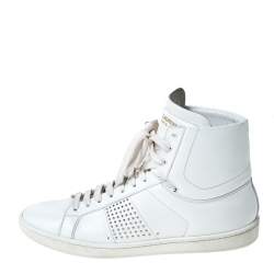 Pre Owned حذاء رياضي سان لوران جلد أبيض برباط مقاس 38