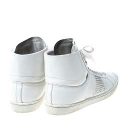 Pre Owned حذاء رياضي سان لوران جلد أبيض برباط مقاس 38