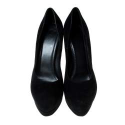 Saint Laurent Paris Black Suede Platform Pumps 40