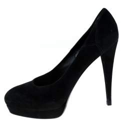 Saint Laurent Paris Black Suede Platform Pumps 40