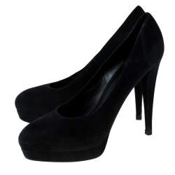 Saint Laurent Paris Black Suede Platform Pumps 40