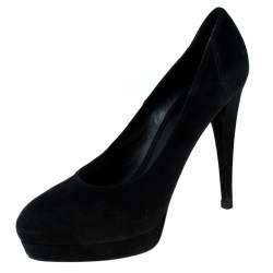 Saint Laurent Paris Black Suede Platform Pumps 40