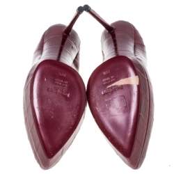 Pre Owned Saint Laurent Paris Red Leather Divine Platform Pumps Size 38.5