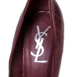 Pre Owned Saint Laurent Paris Red Leather Divine Platform Pumps Size 38.5