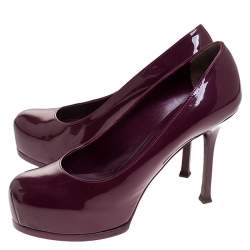 Pre Owned Saint Laurent Paris Purple Patent Leather Tribtoo Pumps Size 39