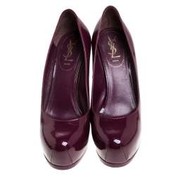 Pre Owned Saint Laurent Paris Purple Patent Leather Tribtoo Pumps Size 39