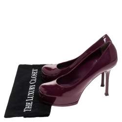 Pre Owned Saint Laurent Paris Purple Patent Leather Tribtoo Pumps Size 39