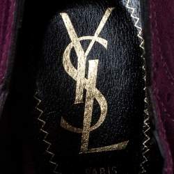 مملوكة مسبقًا Saint Laurent Paris Purple Brogue Suede Janis Platform Booties Size 37