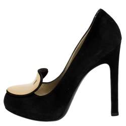 Saint Laurent Paris Black Metal Plaque Suede Catherine Pumps Size 39
