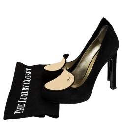 Saint Laurent Paris Black Metal Plaque Suede Catherine Pumps Size 39