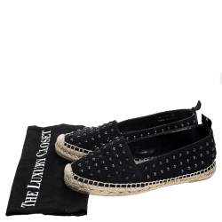 Saint Laurent Paris Black Canvas Embellished Espadrilles Size 38.5