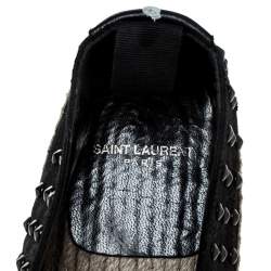 Saint Laurent Paris Black Canvas Embellished Espadrilles Size 38.5