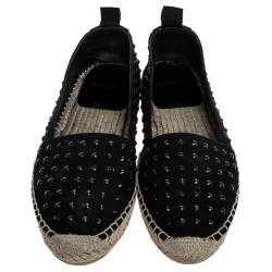 Saint Laurent Paris Black Canvas Embellished Espadrilles Size 38.5