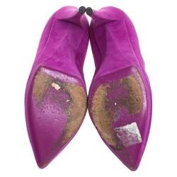 Saint Laurent Paris Purple Suede Janis Platform Pumps 37.5
