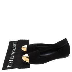 Pre Owned حذاء سليبرز كريستيان لوبوتان سموكينغ سويدى أسود مقاس 38