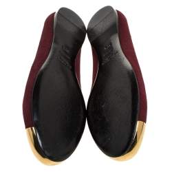 Yves Saint Laurent Burgundy Suede Metal Cap Toe Evelyn Loafers Size 36.5