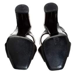 Pre Owned Saint Laurent Paris Black Textured Leather Loulou Criss Cross Mules Size 40