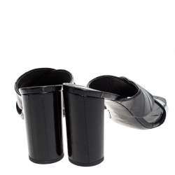 Pre Owned Saint Laurent Paris Black Textured Leather Loulou Criss Cross Mules Size 40