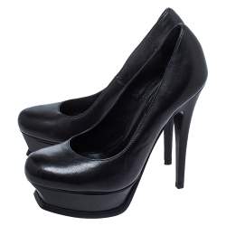 Pre Owned Saint Laurent Black Leather Tribute Pumps Size 36