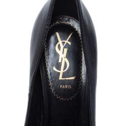 Pre Owned Saint Laurent Black Leather Tribute Pumps Size 36