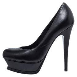 Pre Owned Saint Laurent Black Leather Tribute Pumps Size 36