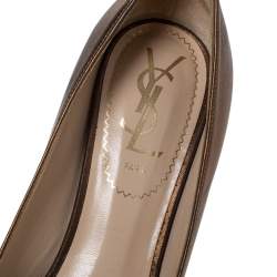 Saint Laurent Paris Bronze Leather Tribtoo Platform Pumps Size 35