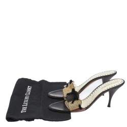 Saint Laurent Multicolor Snakeskin Bow Slide Sandals Size 40.5