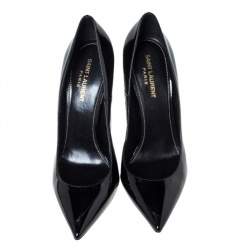 Pre Owned Saint Laurent Paris Black Patent Leather Opyum Pointed Toe Pumps Size 40