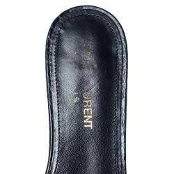 Pre Owned صندل سلايدز فلات سان لوران باريس تريبوت جلد نقش تمساح  أزرق مقاس 37.5