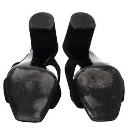 Pre Owned صندل مولز سان لوران باريس لولو جلد سويدى أسود مقاس 39