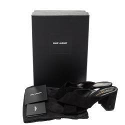 Pre Owned صندل مولز سان لوران باريس لولو جلد س ويدى أسود مقاس 39