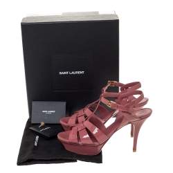 مملوكة مسبقًا Saint Laurent Paris Pink Leather Tribute Platform Sandals Size 38.5