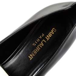 Saint Laurent Black/White Patent Leather Babies Tassel Loafers Size 38