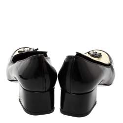 Saint Laurent Black/White Patent Leather Babies Tassel Loafers Size 38