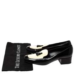Saint Laurent Black/White Patent Leather Babies Tassel Loafers Size 38