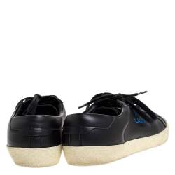 Pre Owned Saint Laurent Paris Black Leather Court Classic Logo Sneakers Size 39.5