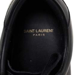 Pre Owned Saint Laurent Paris Black Leather Court Classic Logo Sneakers Size 39.5