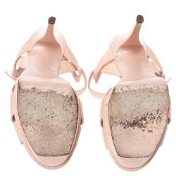 Pre Owned Saint Laurent Paris Pink Patent Leather Tribute Platform Sandals Size 37.5