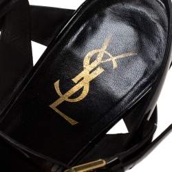 مملوكة مسبقًا Saint Laurent Paris Black Patent Leather Tribute Platform Sandals Size 38