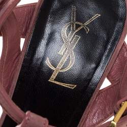 Pre Owned Saint Laurent Paris Pink Suede Tribute Platform Sandals Size 39