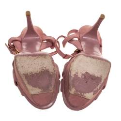Pre Owned Saint Laurent Paris Pink Suede Tribute Platform Sandals Size 39
