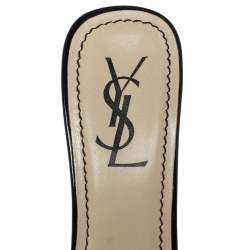 Pre Owned Saint Laurent Paris Black Gem Embellished Open Toe Sandals Size 35.5