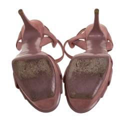 Saint Laurent Paris Pink Suede Tribute Platform Sandals Size 40